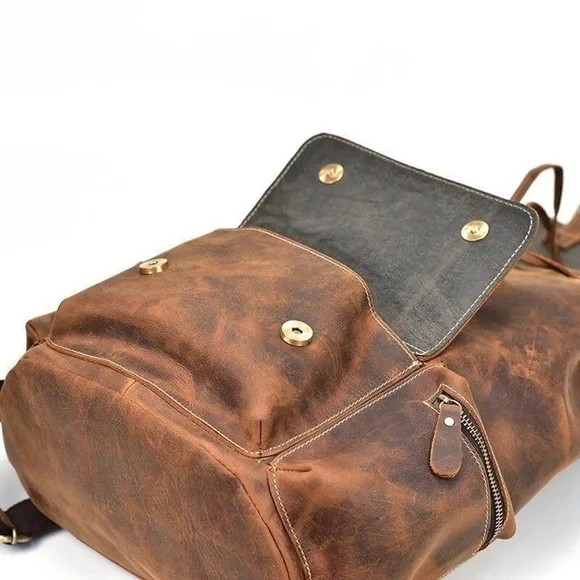 GRUNTLUXURY Brown Buffalo Leather Backpack